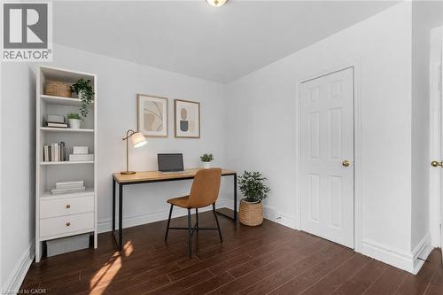 Fresh painted bedroom 2, current staged as office (virtual staged) - 40 West 3Rd Street, Hamilton, ON - Indoor