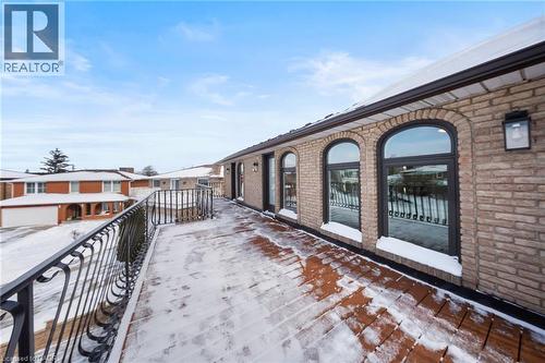 View of snow covered deck - 16 Bosna Court, Hamilton, ON - Outdoor