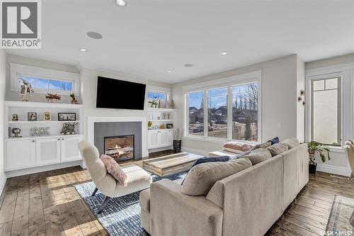 438 Horlick Manor, Saskatoon, SK - Indoor Photo Showing Living Room With Fireplace