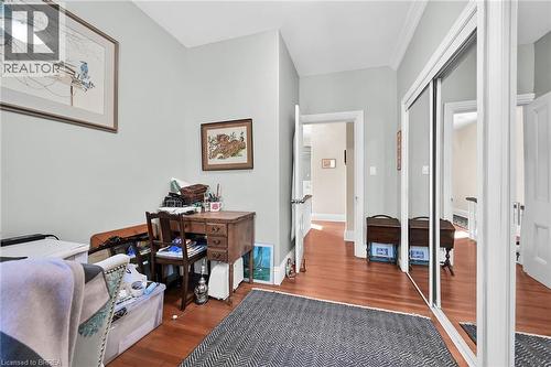 Office area featuring ornamental molding and wood-type flooring - 40 Locke Street S, Hamilton, ON - Indoor Photo Showing Other Room
