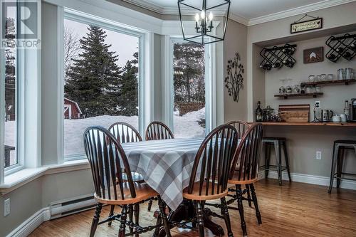 Eating area overlook back garden - 34 Blackstrap Path, Conception Bay South, NL - Indoor Photo Showing Dining Room
