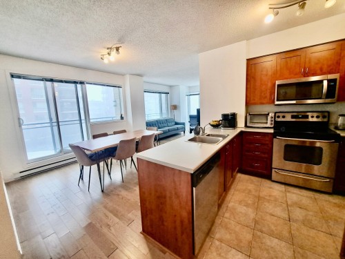 Kitchen - 402-551 Rue De La Montagne, Montréal (Ville-Marie), QC - Indoor Photo Showing Kitchen With Double Sink