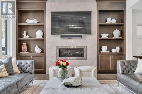 908 Fall Harvest Court, Kitchener, ON - Indoor Photo Showing Living Room With Fireplace