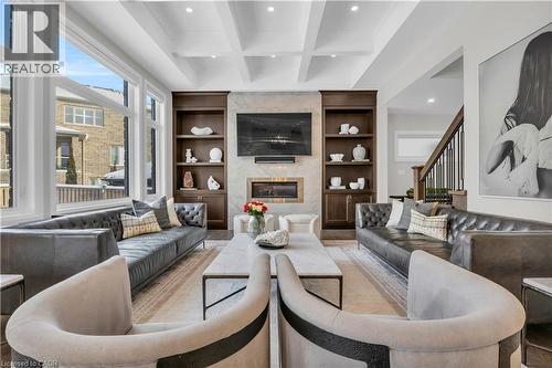 908 Fall Harvest Court, Kitchener, ON - Indoor Photo Showing Living Room With Fireplace