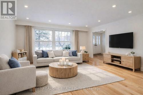 Virtually Staged Living Room - 1585 Crombie Road, Mississauga, ON - Indoor Photo Showing Living Room