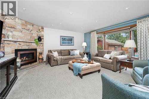 22 Wendakee Drive, Hamilton, ON - Indoor Photo Showing Living Room With Fireplace