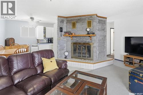 48 Procter Drive, Shields, SK - Indoor Photo Showing Living Room With Fireplace