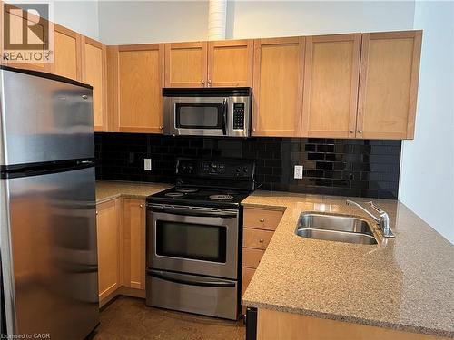 404 King Street W Unit# 409, Kitchener, ON - Indoor Photo Showing Kitchen With Stainless Steel Kitchen With Double Sink