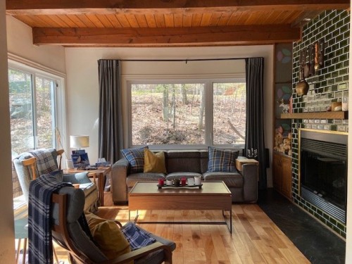 Living Room - 891 Ch. Des Éperviers, Piedmont, QC - Indoor With Fireplace