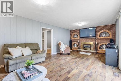 63 Lionsgate Avenue, Hamilton, ON - Indoor Photo Showing Living Room With Fireplace