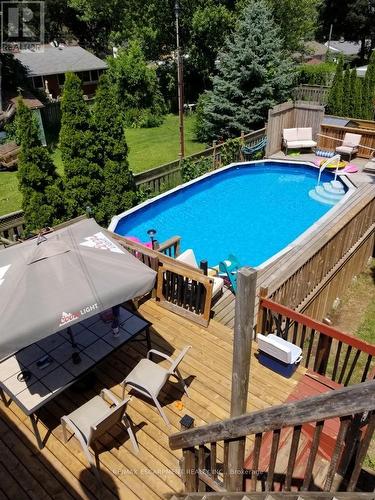 View from Upper Deck - (Summer) - 287 Main Street E, Grimsby, ON - Outdoor With Above Ground Pool