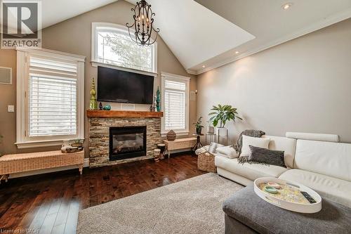 Tall ceiling height - 124 Allen Street E, Waterloo, ON - Indoor Photo Showing Living Room With Fireplace