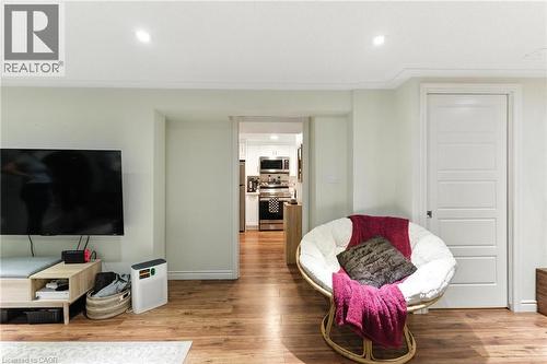 Living area with recessed lighting and light wood-type flooring - 90 Toby Crescent Unit# Lower, Hamilton, ON - Indoor Photo Showing Living Room