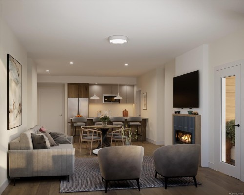 #409-2881 Leigh Rd, Langford, BC - Indoor Photo Showing Living Room With Fireplace