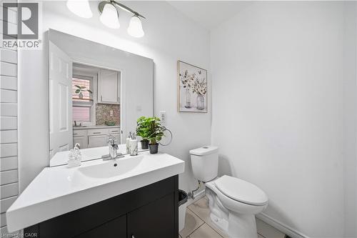 Bathroom. (Main Floor) 3 Piece Bath - Glass Shower with Subway Tile Surround - 107 Queen Street S, Hamilton, ON - Indoor Photo Showing Bathroom