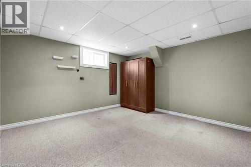 Basement with a paneled ceiling and light colored carpet - 368 Upper Kenilworth Avenue, Hamilton, ON - Indoor Photo Showing Basement