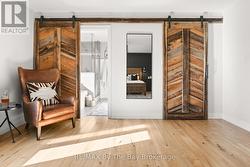 Primary bedroom - custom double barn doors - 
