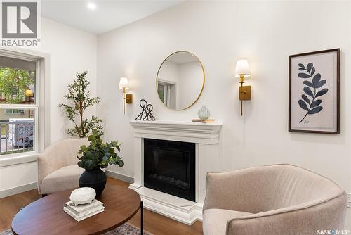 2257 Rae Street, Regina, SK - Indoor Photo Showing Living Room With Fireplace