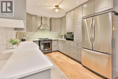 Chandelier, Quartz Counters - 431 Naomi Crescent, Mississauga, ON - Indoor Photo Showing Kitchen With Upgraded Kitchen