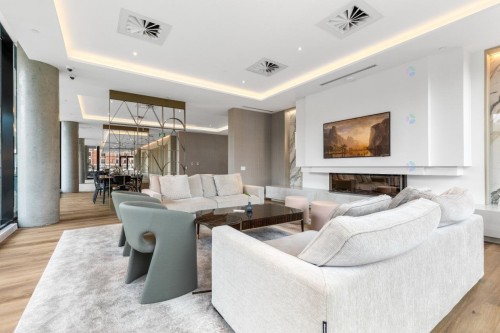 Salle communautaire - 1107-1200 Rue Drummond, Montréal (Ville-Marie), QC - Indoor Photo Showing Living Room With Fireplace