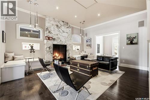 3606 Selinger Crescent, Regina, SK - Indoor Photo Showing Living Room With Fireplace