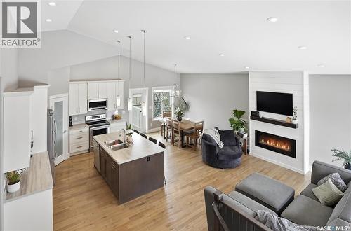 504 Snead Lane, Warman, SK - Indoor With Fireplace