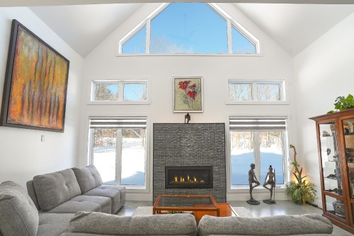 Living Room - 268 Rue Montcalm, Saint-Colomban, QC - Indoor Photo Showing Living Room With Fireplace