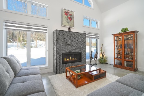 Living Room - 268 Rue Montcalm, Saint-Colomban, QC - Indoor Photo Showing Living Room With Fireplace