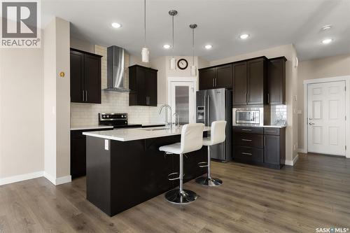 3523 Green Turtle Road, Regina, SK - Indoor Photo Showing Kitchen With Stainless Steel Kitchen With Upgraded Kitchen