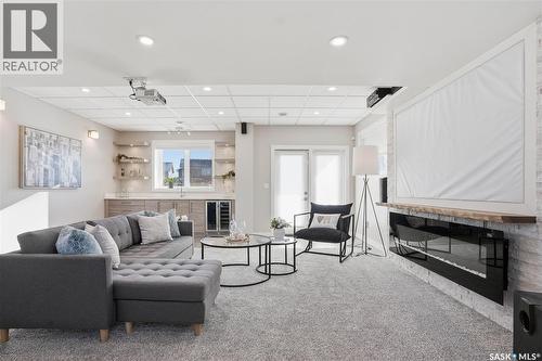 418 Teal Lane, Saskatoon, SK - Indoor Photo Showing Living Room With Fireplace