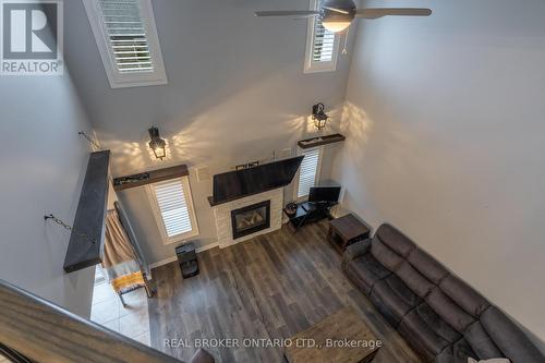 View from the 2nd floor overlook - 50 Gaiser Road, Welland (Coyle Creek), ON - Indoor With Fireplace