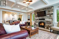 Comforting stone wood burning fireplace - 