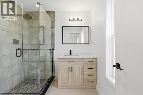 Bathroom with a shower stall and vanity - 1278 Main Street E, Hamilton, ON - Indoor Photo Showing Bathroom