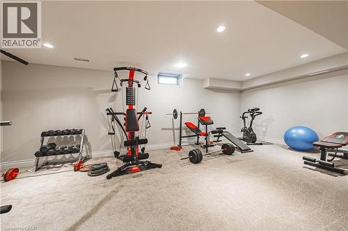 Workout area featuring carpet floors and recessed lighting - 120 Valiant Circle, Hamilton, ON - Indoor Photo Showing Gym Room