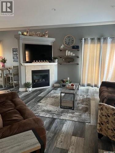 4 Ross Drive, Yorkton, SK - Indoor Photo Showing Living Room With Fireplace