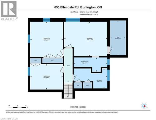 Bedroom Level Floor Plan - 655 Ellengale Road, Burlington, ON - Other