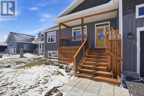 Wooden front desk. - 100 Pendleton Street, Champlain, ON - Outdoor With Deck Patio Veranda