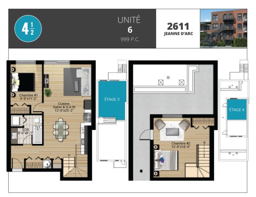 Plan (croquis) - 6-2611 Av. Jeanne-D'Arc, Montréal (Mercier/Hochelaga-Maisonneuve), QC - Other