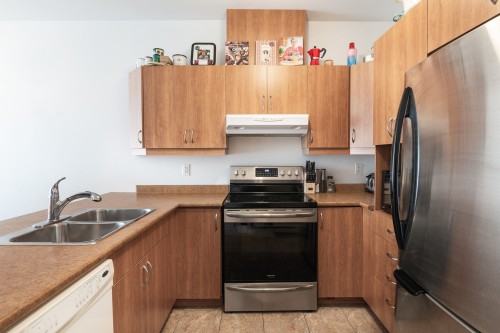 Kitchen - 201-7965 Rue St-Hubert, Montréal (Villeray/Saint-Michel/Parc-Extension), QC - Indoor Photo Showing Kitchen With Double Sink