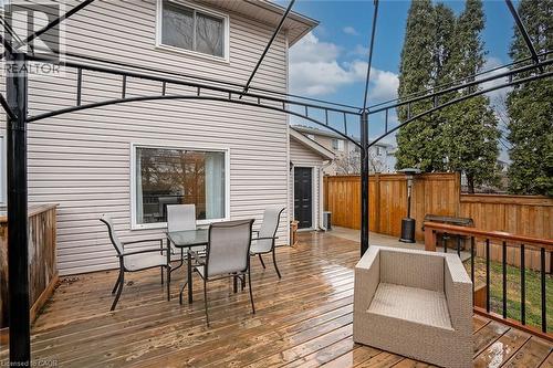 Wooden deck with outdoor dining space - 1278 Consort Crescent, Burlington, ON - Outdoor With Deck Patio Veranda With Exterior