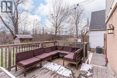 Deck with an outdoor hangout area and a storage unit - 624 Burgess Avenue, Hamilton, ON - Outdoor With Deck Patio Veranda With Exterior