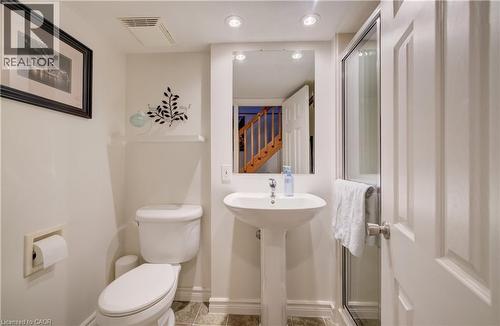 Lower level bath with walk in shower. - 54 Glenwood Drive, Kitchener, ON - Indoor Photo Showing Bathroom