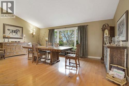 Dining area with vaulted ceiling and light wood-type flooring - 5511 Second Line, Erin, ON - Indoor Photo Showing Dining Room