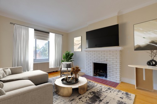 Living Room - 3967 Av. Lacombe, Montréal (Côte-Des-Neiges/Notre-Dame-De-Grâce), QC - Indoor Photo Showing Living Room With Fireplace