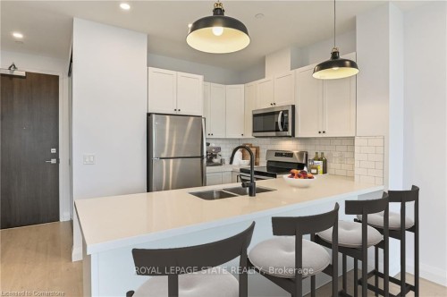 507-101 Locke Street S, Hamilton, ON - Indoor Photo Showing Kitchen With Stainless Steel Kitchen With Double Sink With Upgraded Kitchen