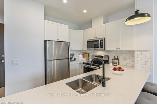 507-101 Locke Street S, Hamilton, ON - Indoor Photo Showing Kitchen With Stainless Steel Kitchen With Double Sink