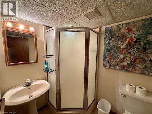 Bathroom featuring a shower stall and toilet - 86 Devonglen Drive, Kitchener, ON - Indoor Photo Showing Bathroom