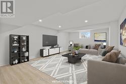 Finished lower rec room - Virtually Staged. - 