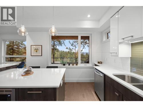 views from kitchen window - 1818 Peak Point Court Unit# 3, West Kelowna, BC - Indoor Photo Showing Kitchen With Double Sink With Upgraded Kitchen
