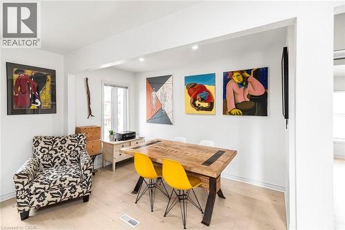 Dining area with light wood-type flooring and recessed lighting - 57 New Street, Hamilton, ON - Indoor Photo Showing Dining Room